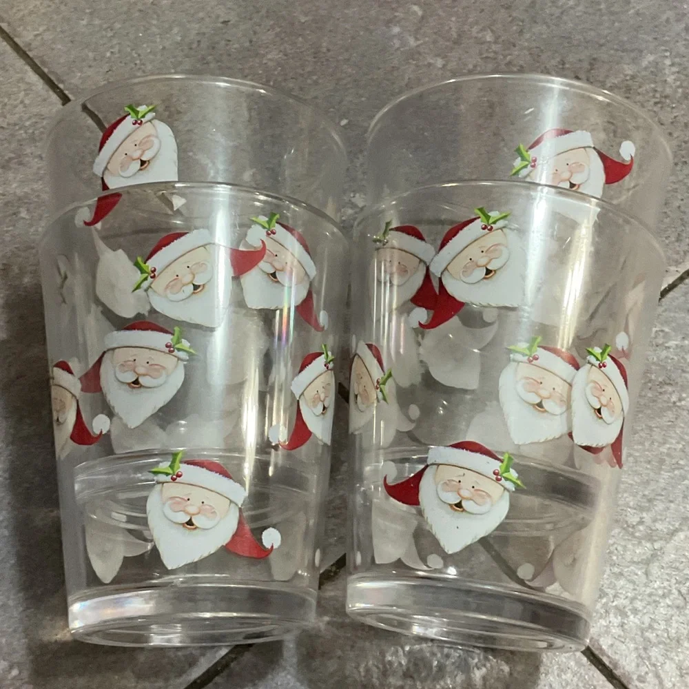 Santa Claus Themed Glass Tumblers acrylic or plastic (4)